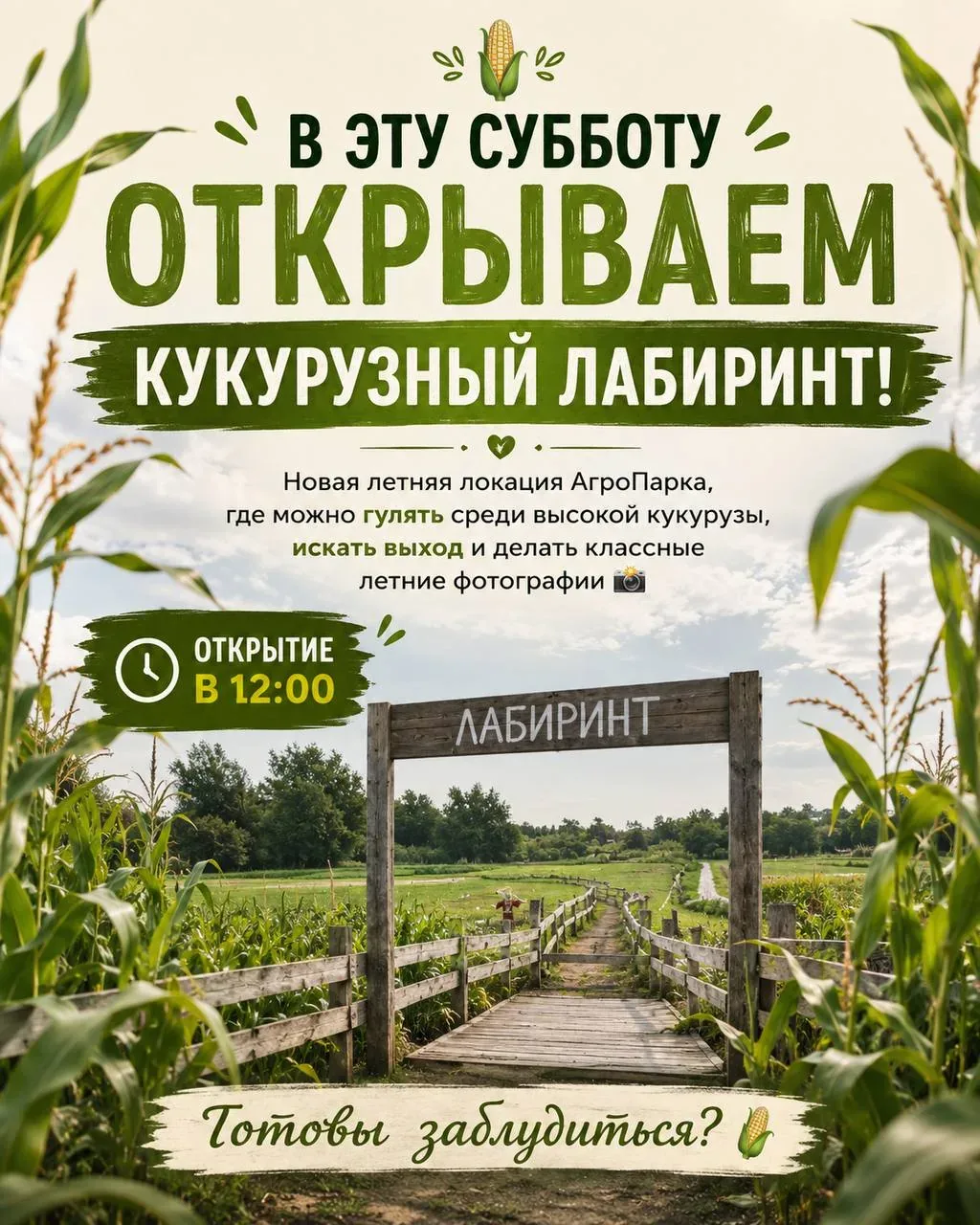 Афиша события «Открытие кукурузного лабиринта»